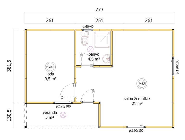 40 m2 Tek Katlı Prefabrik Ev A Prefabrik Yapı Sanayi